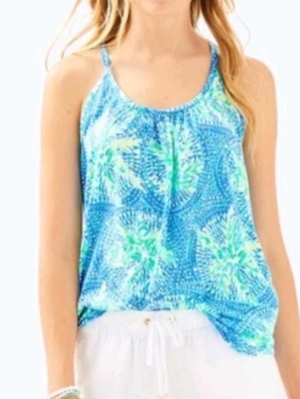 Lilly Pulitzer Womens S Lacy in Bennet Blue Tropic Like Its Hot Tank Cami